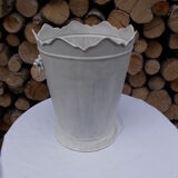 Seau pot de fleurs fer blanc vintage
