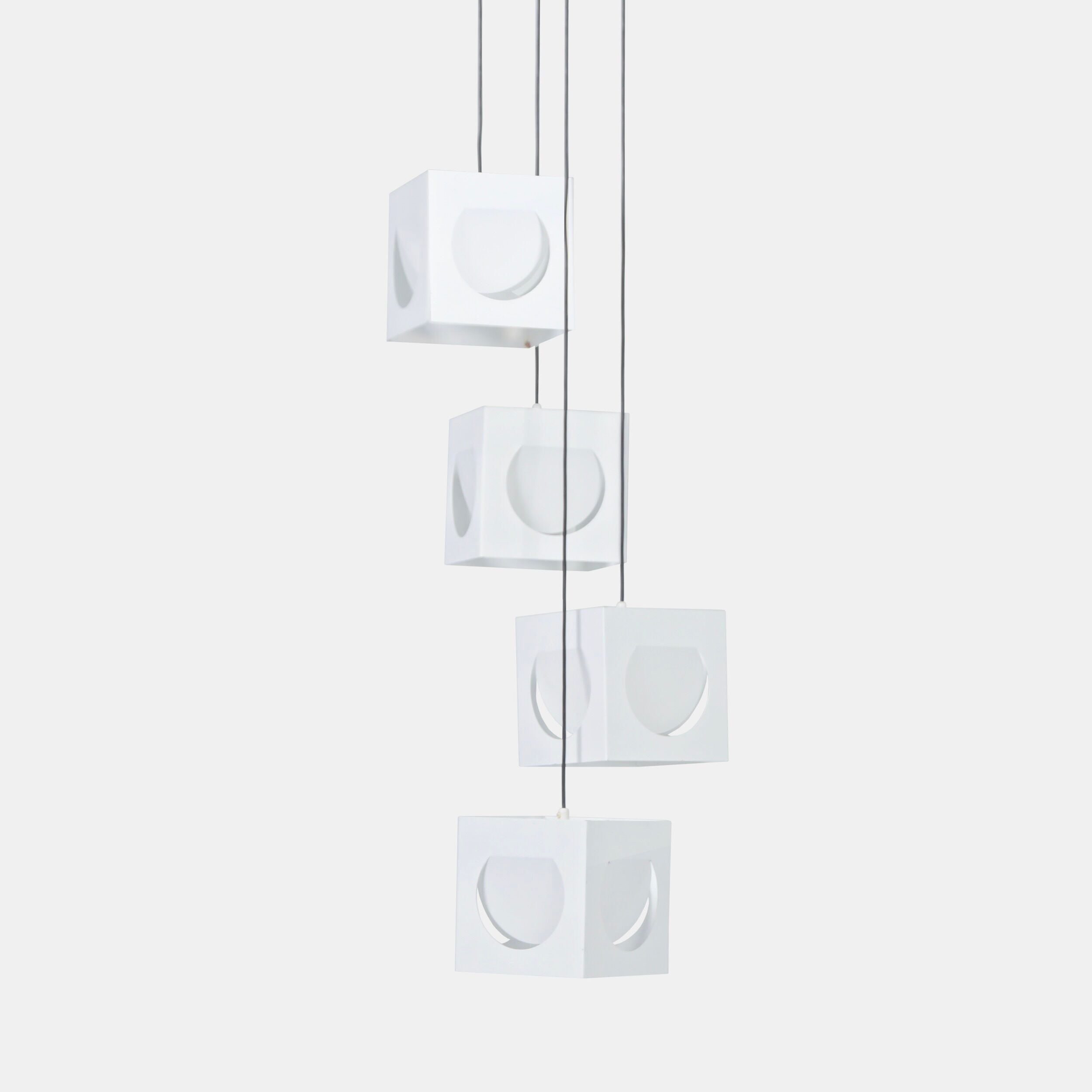 Scandinavian pendant lamp by Shogo Suzuki for Stockmann Orno, 1960s – set of 4 cube lamps