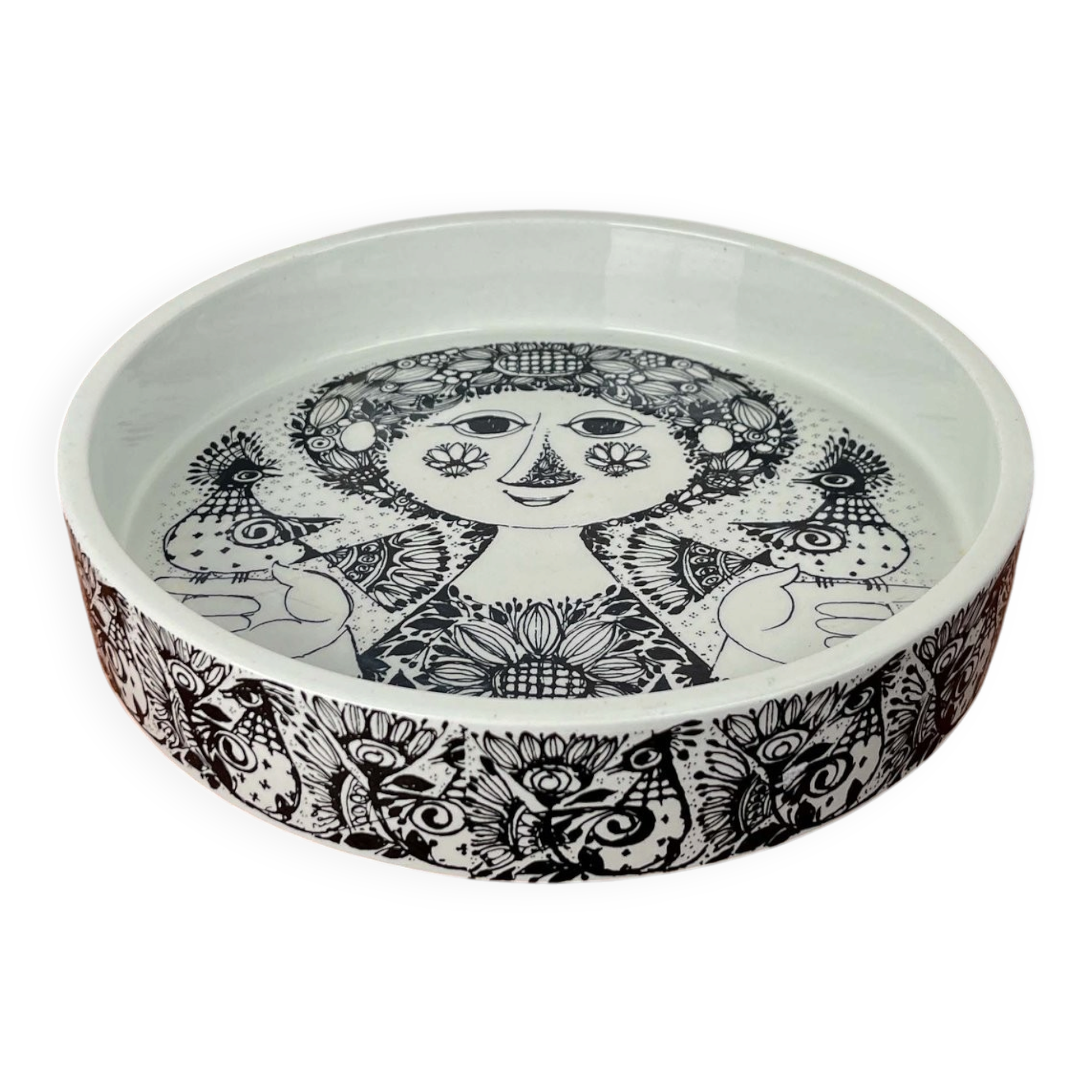 Modern Danish Flora bowl from the mid-century by Bjørn Wiinblad for Nymölle, Denmark, 1960s.