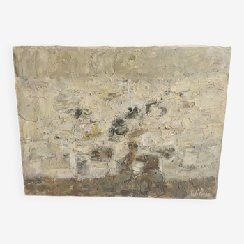 Georges adilon tableau huile sur toile abstrait le mer à saint tropez xxe