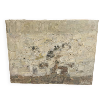 Georges adilon tableau huile sur toile abstrait le mer à saint tropez xxe