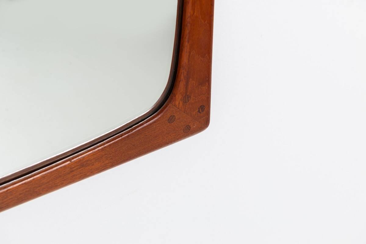 Miroir mural rectangulaire scandinave en teck Danemark 1960