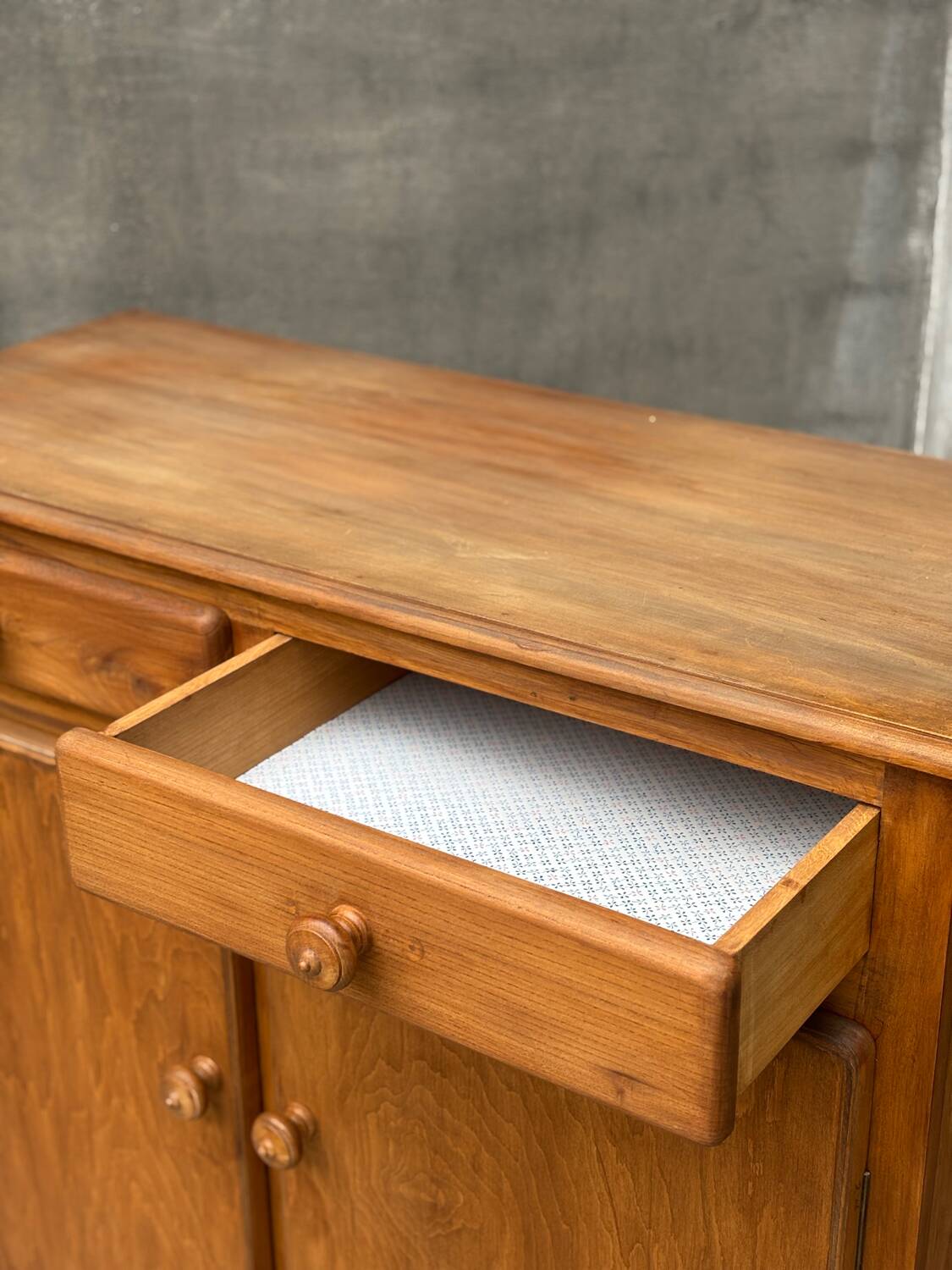 Vintage wooden sideboard with two doors and two drawers, 50s