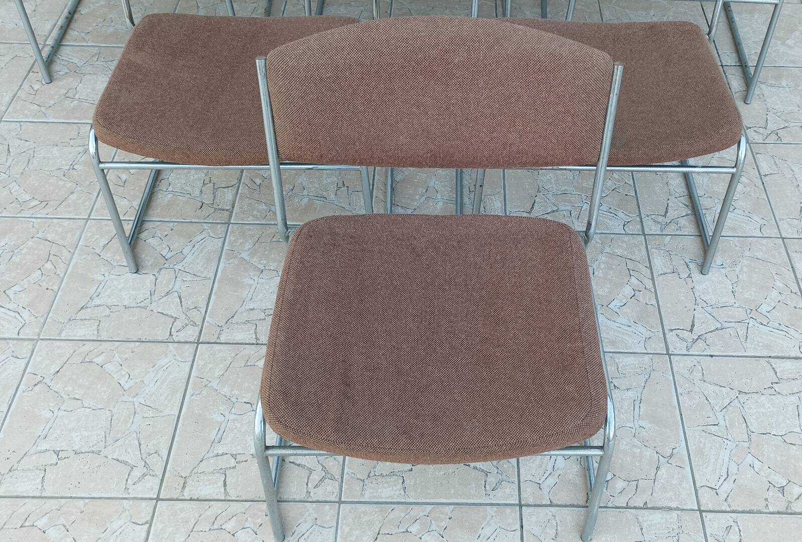 Set of 6 vintage low chrome metal chairs