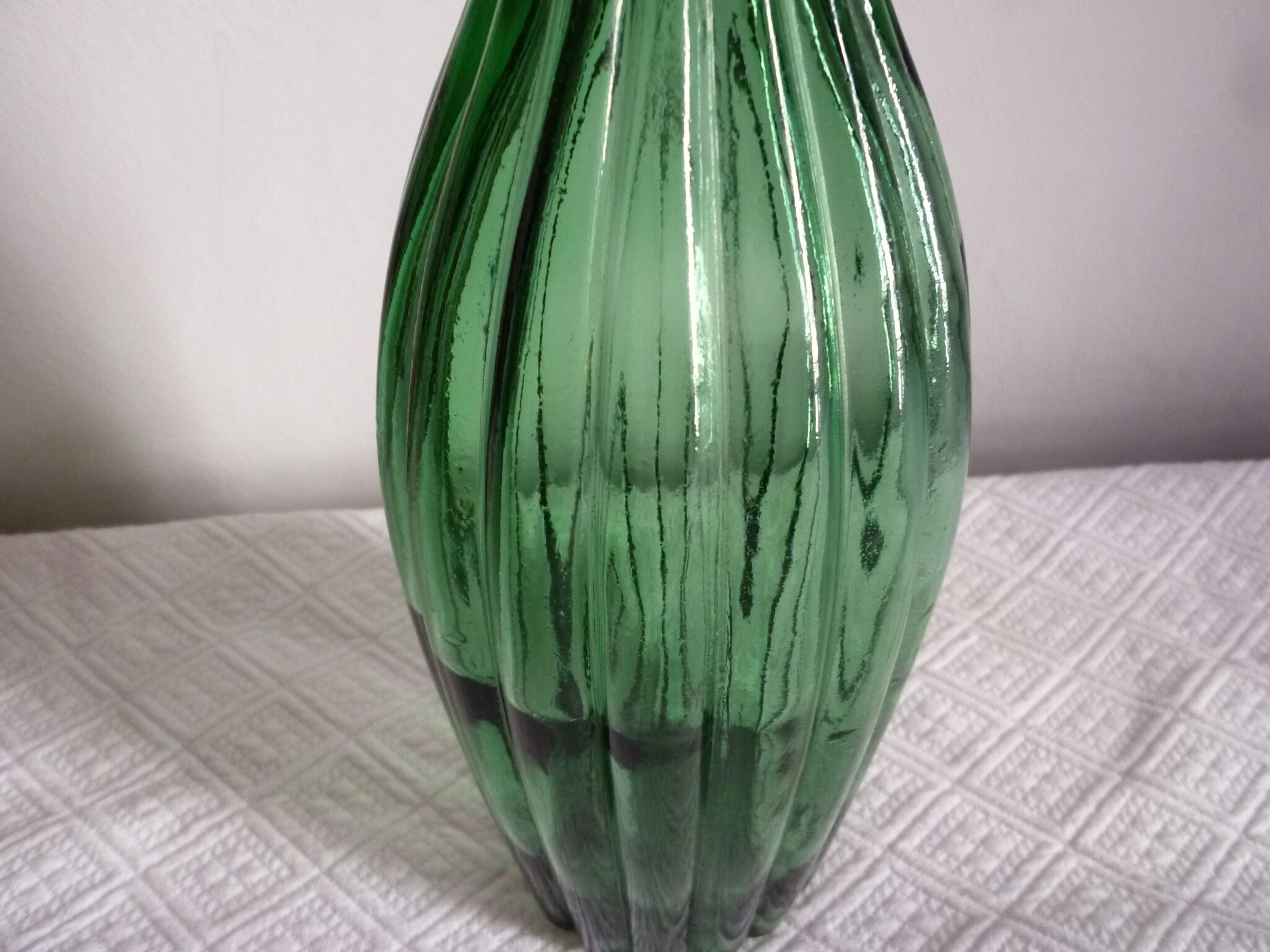 Green ribbed oblong pitcher of the 1960s