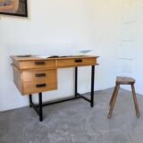 Modernist 50s oak metal desk