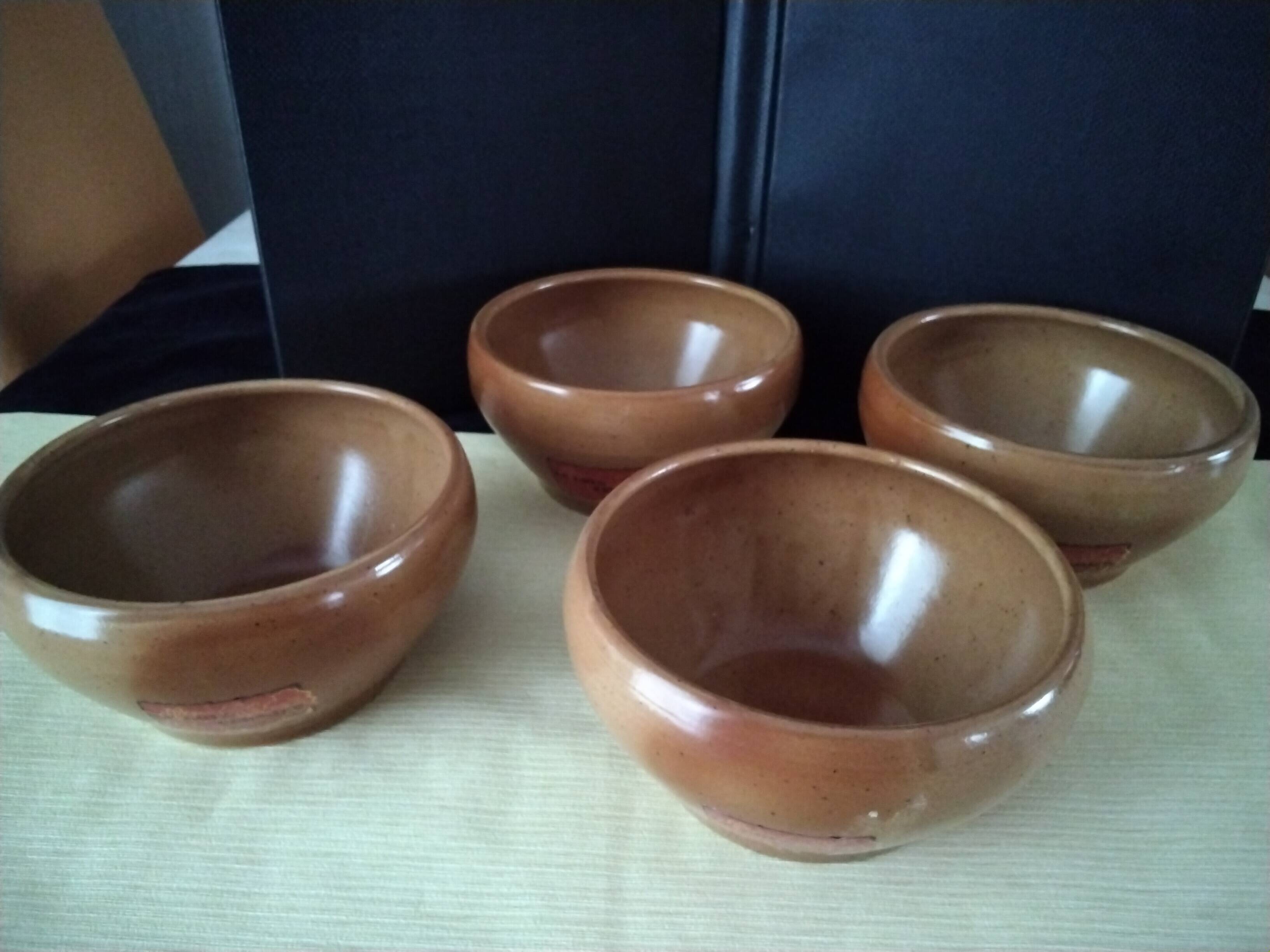 4 large glazed stoneware bowls Digoin