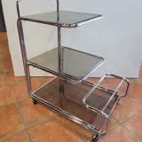 Serving base chrome smoked glass 3 trays of the 60s / 70s