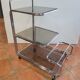 Desserte piètement chromé verre fumé 3 plateaux des années 60/70