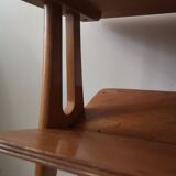 Scandinavian wooden side table with shelf, Poland 1970