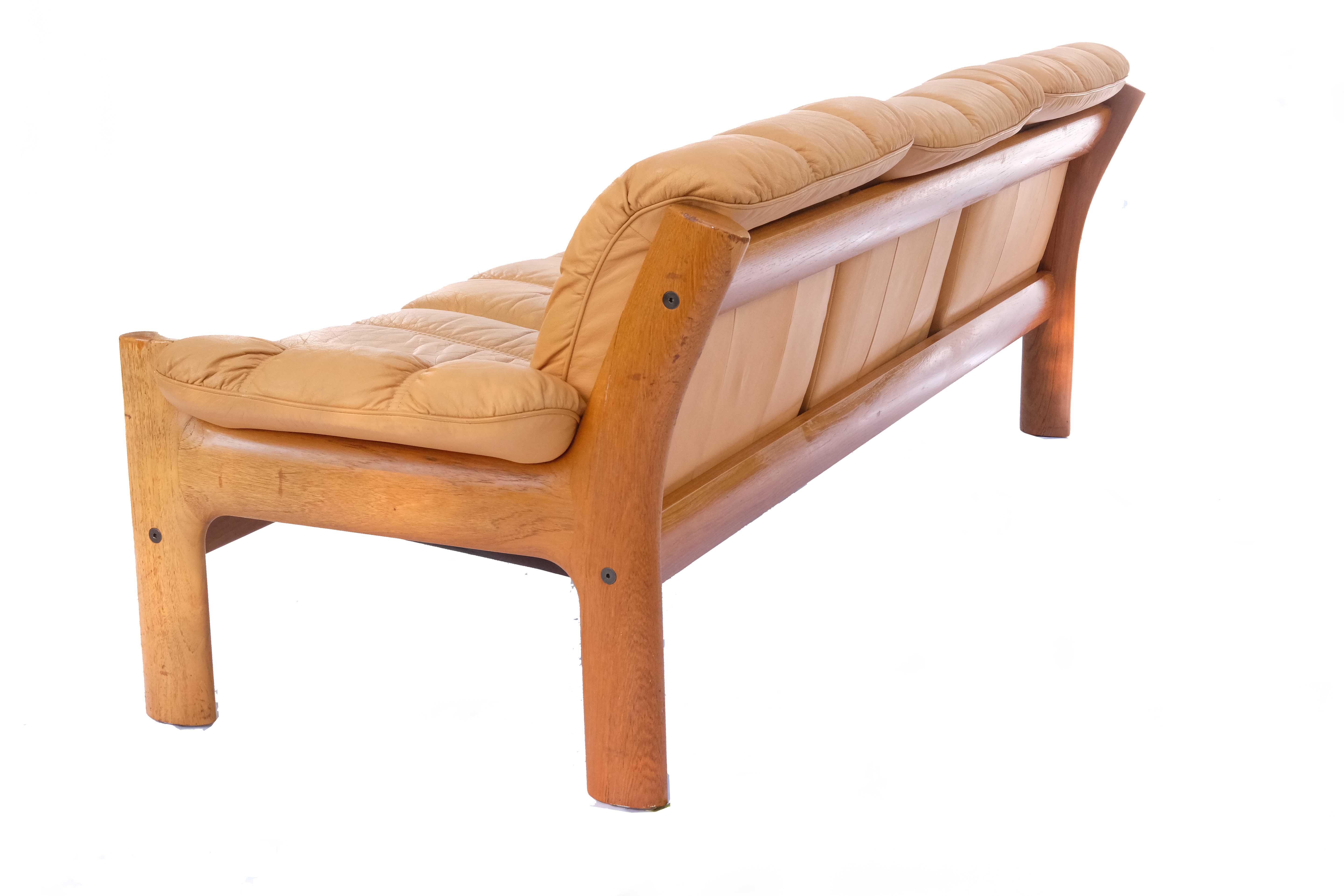 Norwegian modern ekornes teak & leather 3 seater sofa, model montana, 1970’s