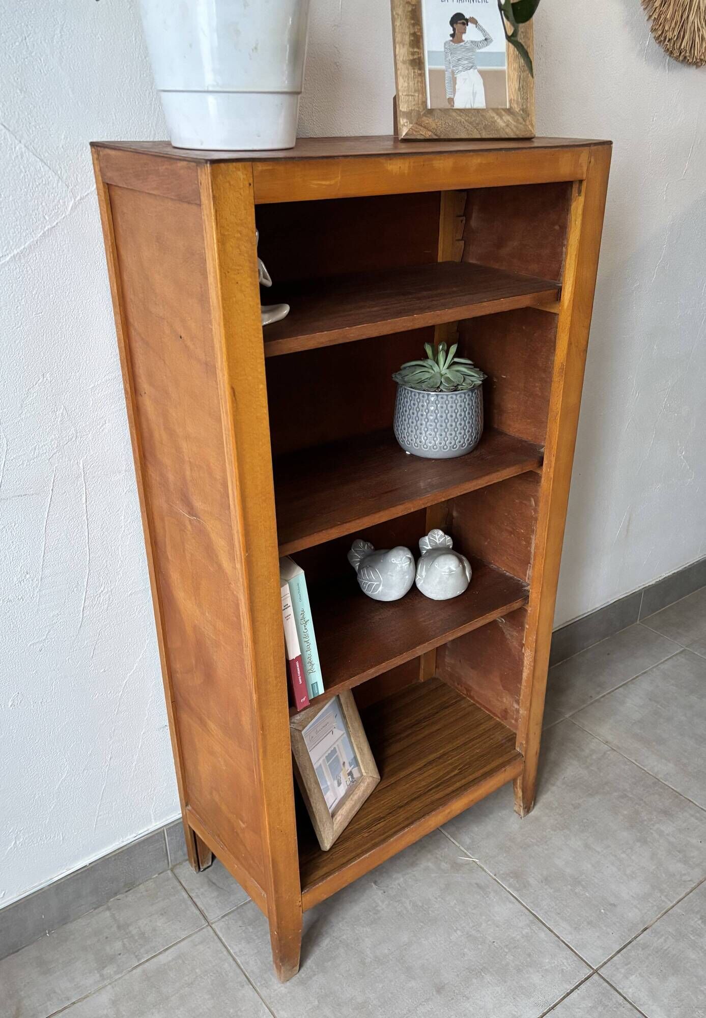 Small vintage oak library - Modular shelves, 1960s