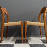 Niels Otto Moller teak and paper cord chairs, model 71