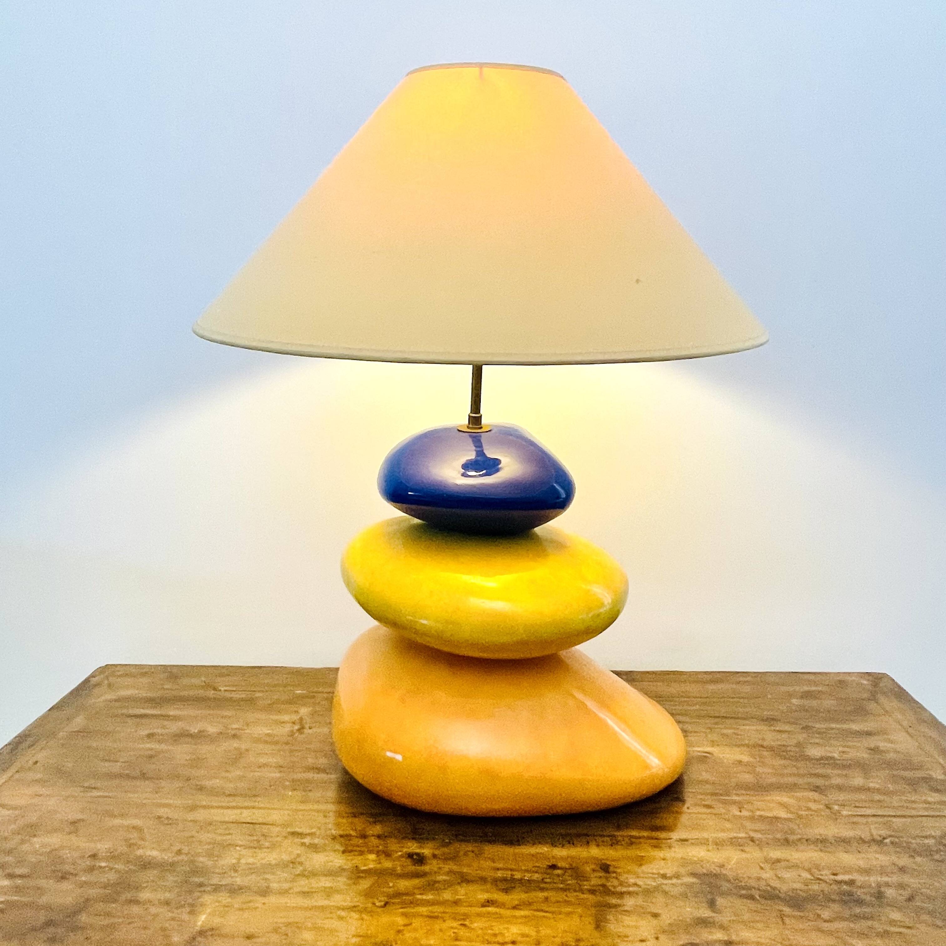Galet François Châtain Lamp – Blue, Yellow and Orange Design – 60 cm