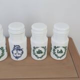 4 opaline apothecary vials