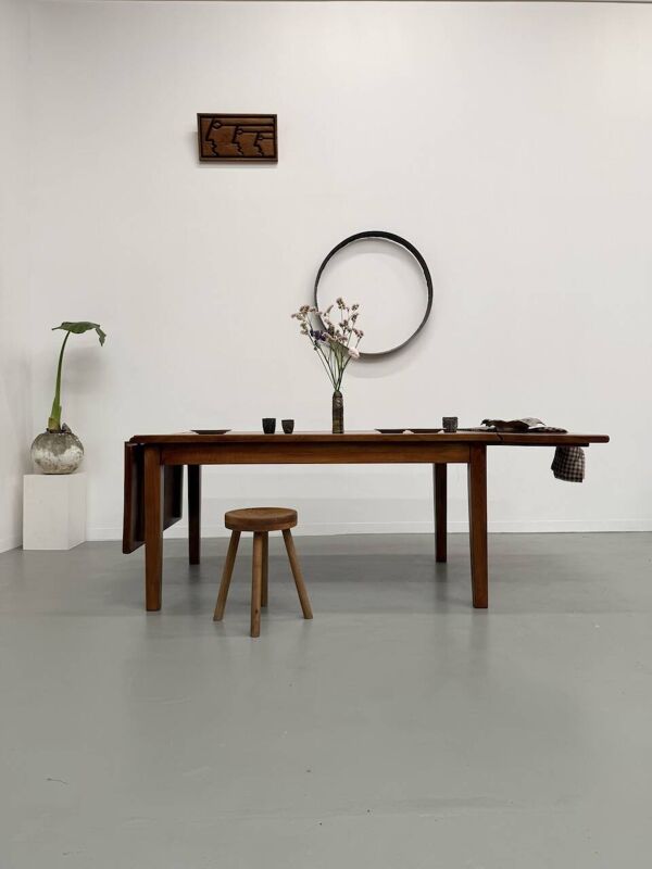 Table de ferme merisier avec allonges 260cm