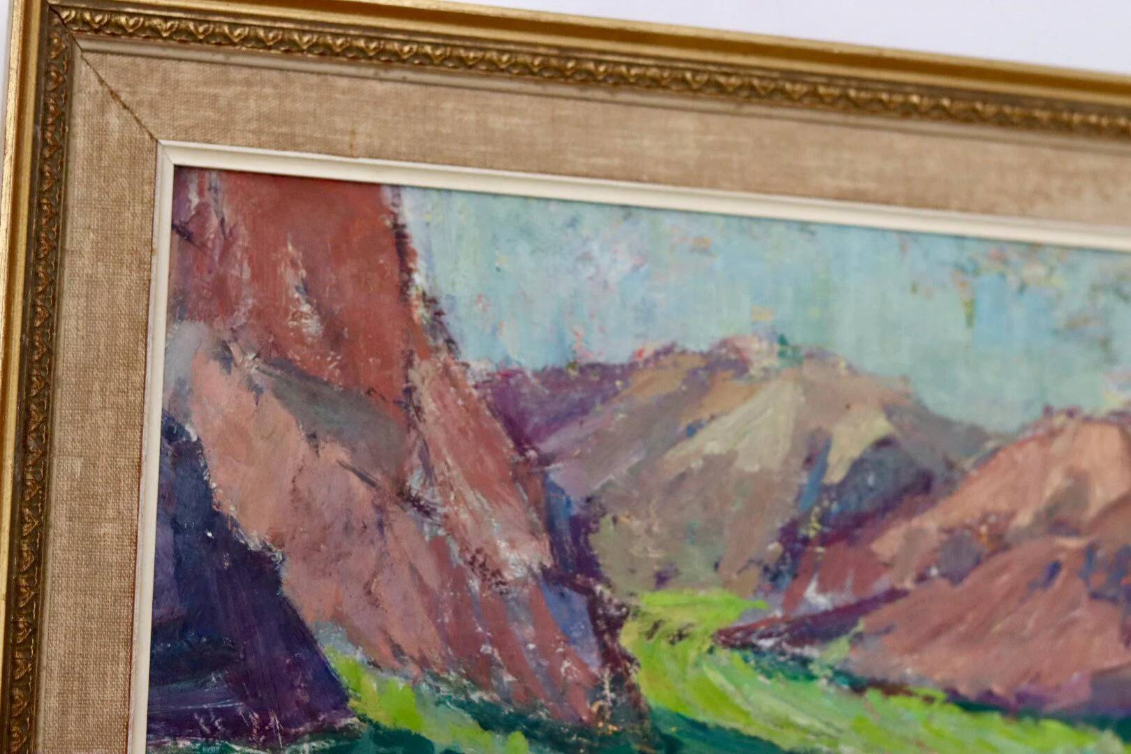 Mid-century oil painting "Mountain Scene"