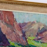 Mid-century oil painting "Mountain Scene"