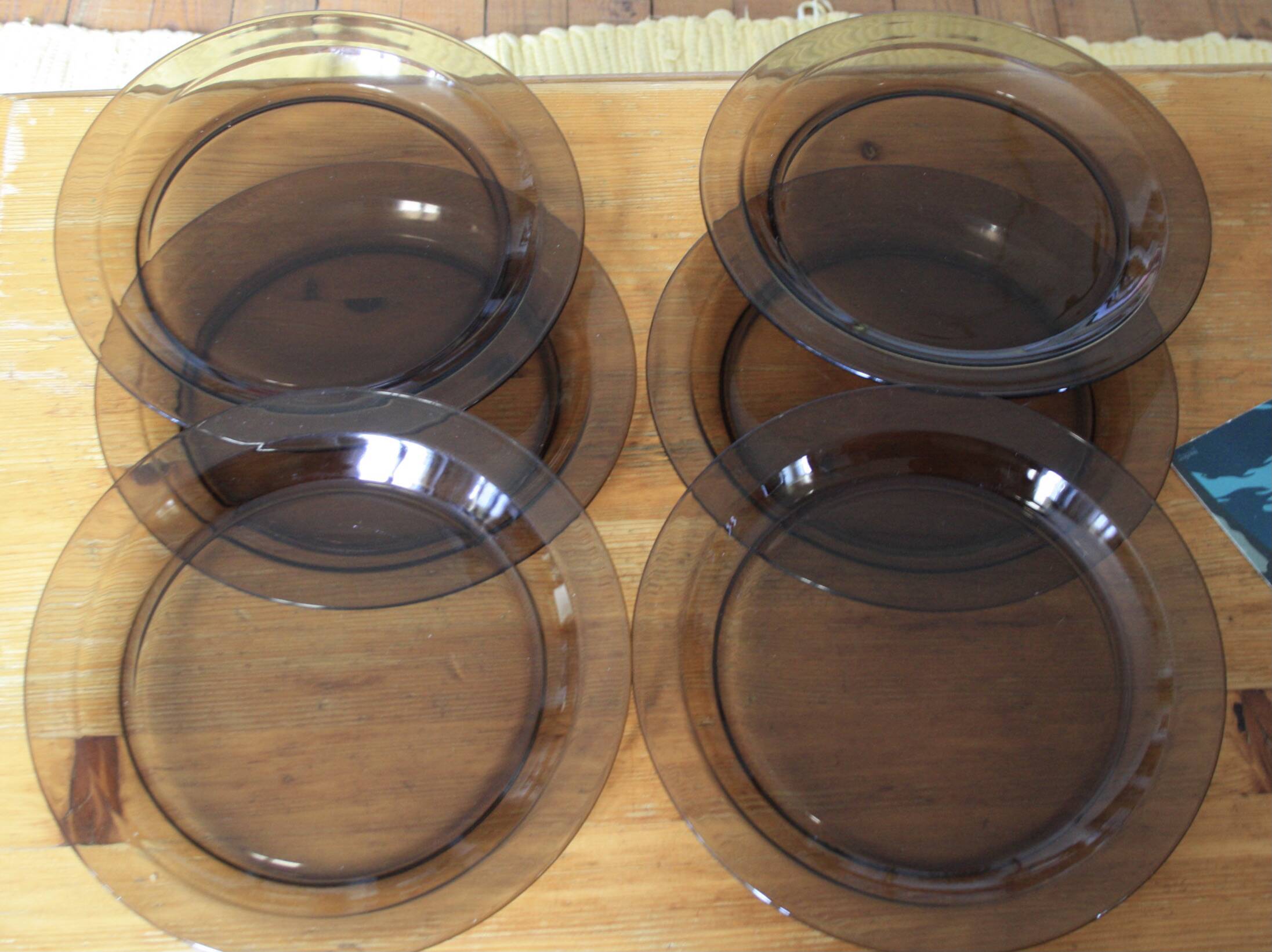 Set of 6 Vereco smoked glass dinner plates