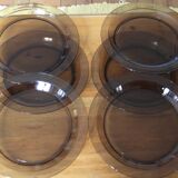 Set of 6 Vereco smoked glass dinner plates