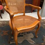 Louis XV style office armchair in solid blond beech