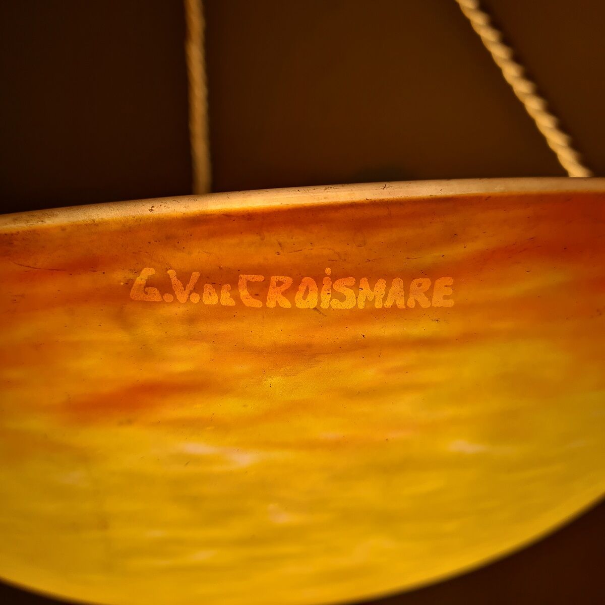 French pate verre hanging light from the 1910s 1920s