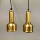 Two beautiful perforated brass hanging lamps, Danish and from the 1980s.