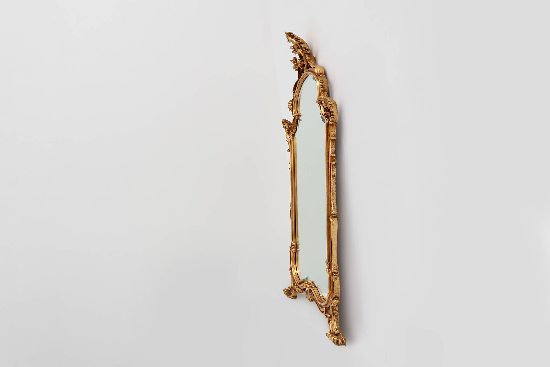 Large 20th century Baroque gilt wooden mirror in Louis XV style