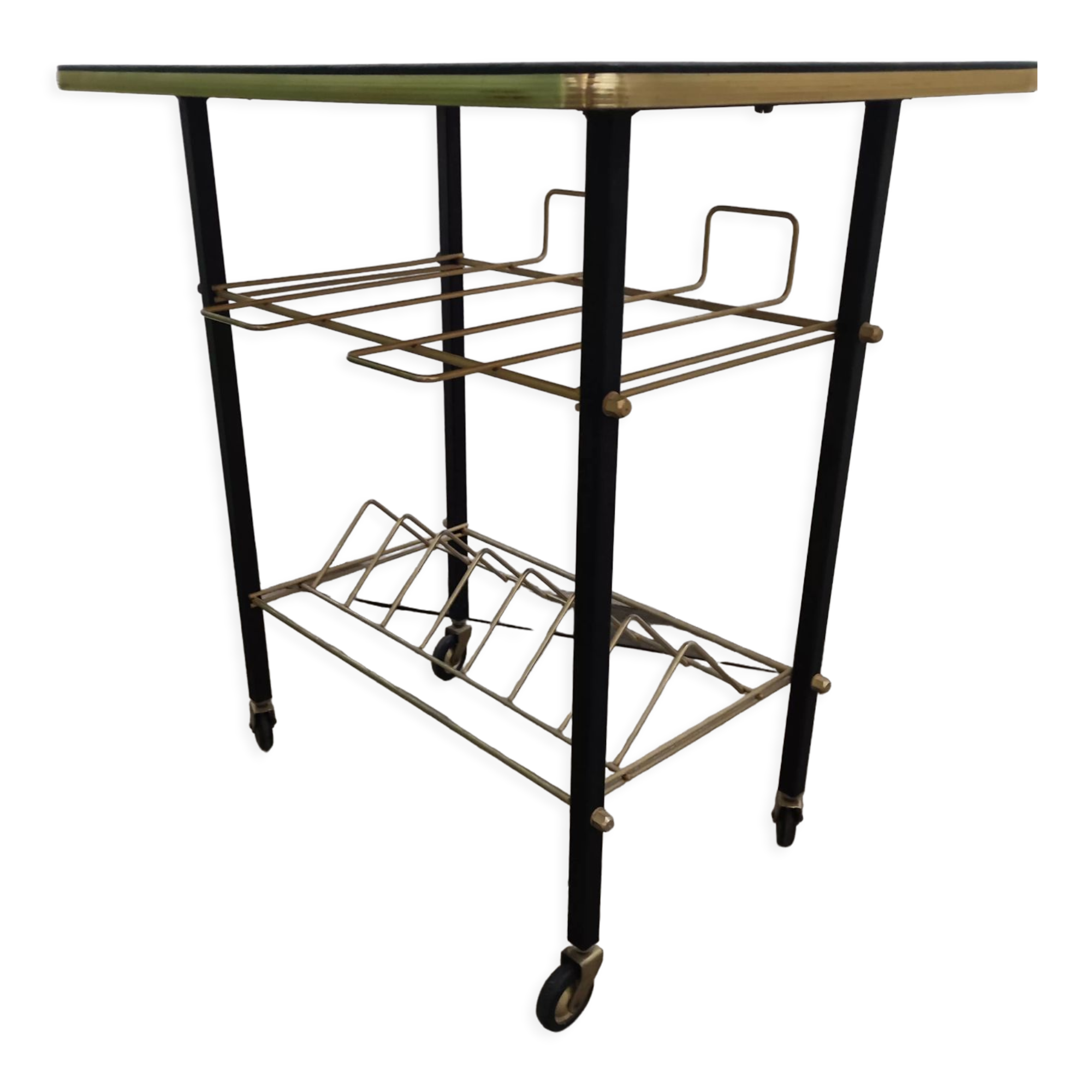 Serving wheels magazine holders black metal golden steel file imitation vintage