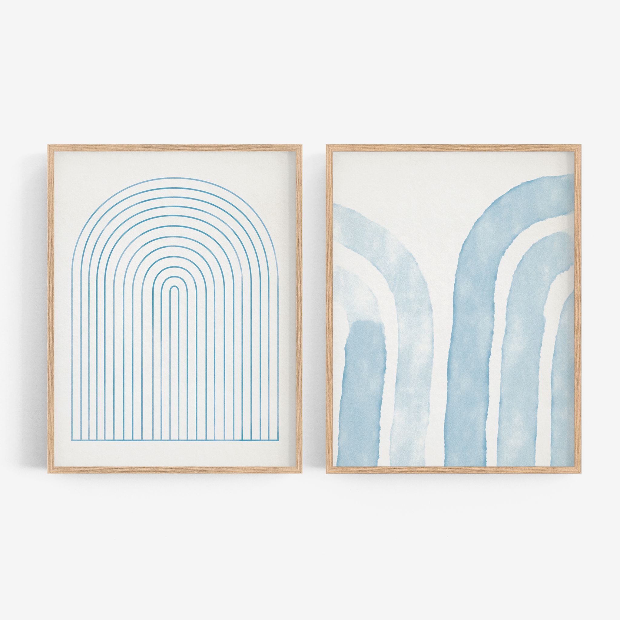 Pair of giclee prints, abstract blue wall art set of two, 50x70cm