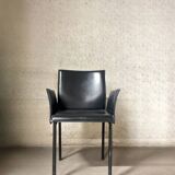 Office chair with armrests in thick black leather, Cattelan Italia