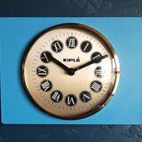 Vintage formica clock silent rectangular wall clock "Blue Kiple"