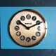 Vintage formica clock silent rectangular wall clock "Blue Kiple"
