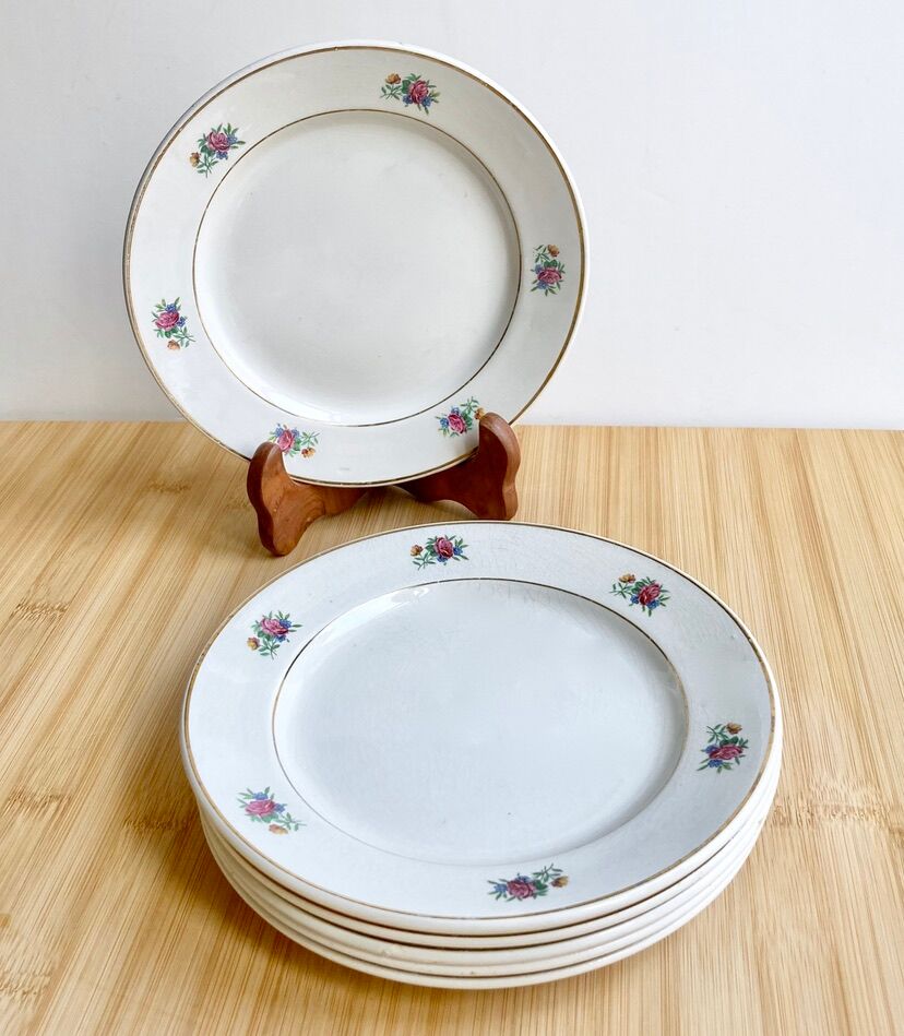 6 dessert plates demi-porcelaine Lunéville