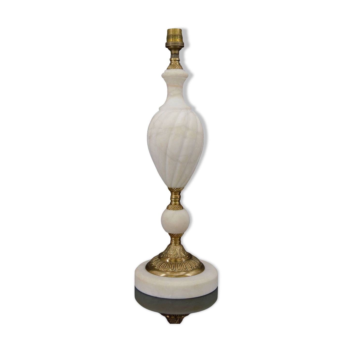 White neoclassical style lamp in alabaster and bronze, italy, circa 1950
