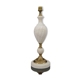 White neoclassical style lamp in alabaster and bronze, italy, circa 1950