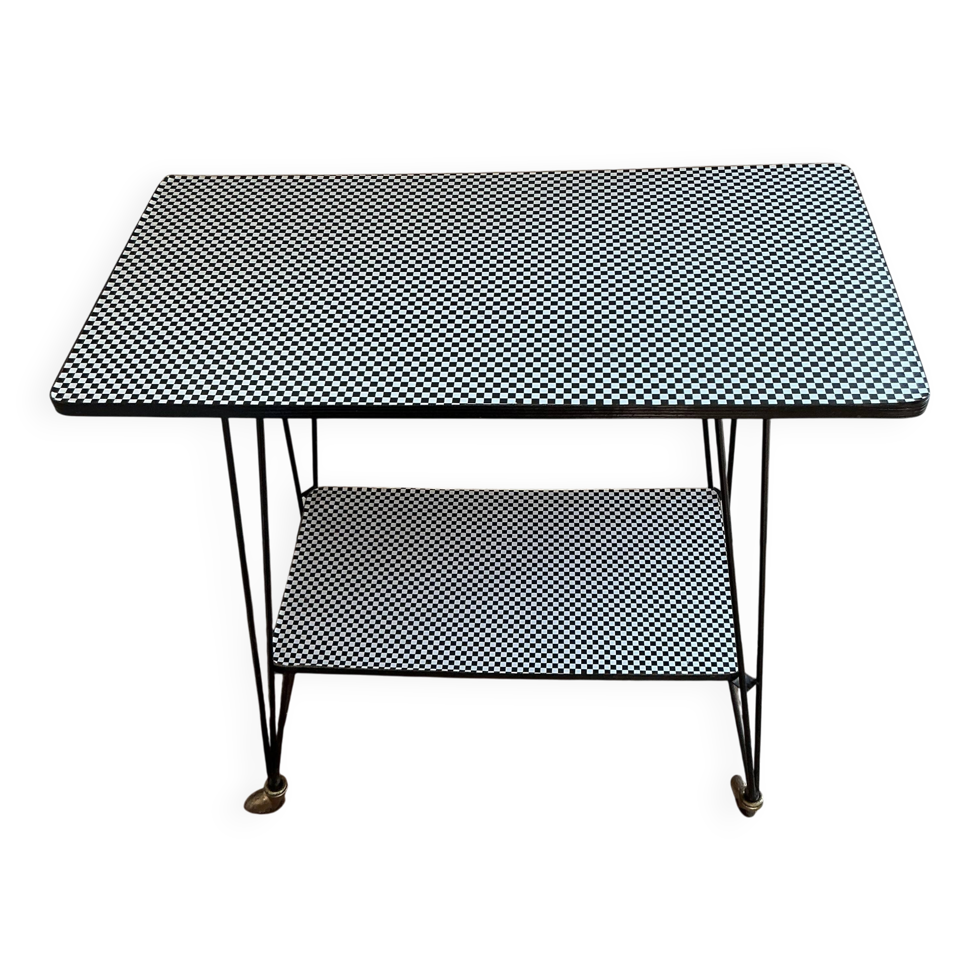 Side table - TV stand - vintage 70s - checkered