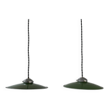 Paire d’anciennes suspensions emaillees 25 cm