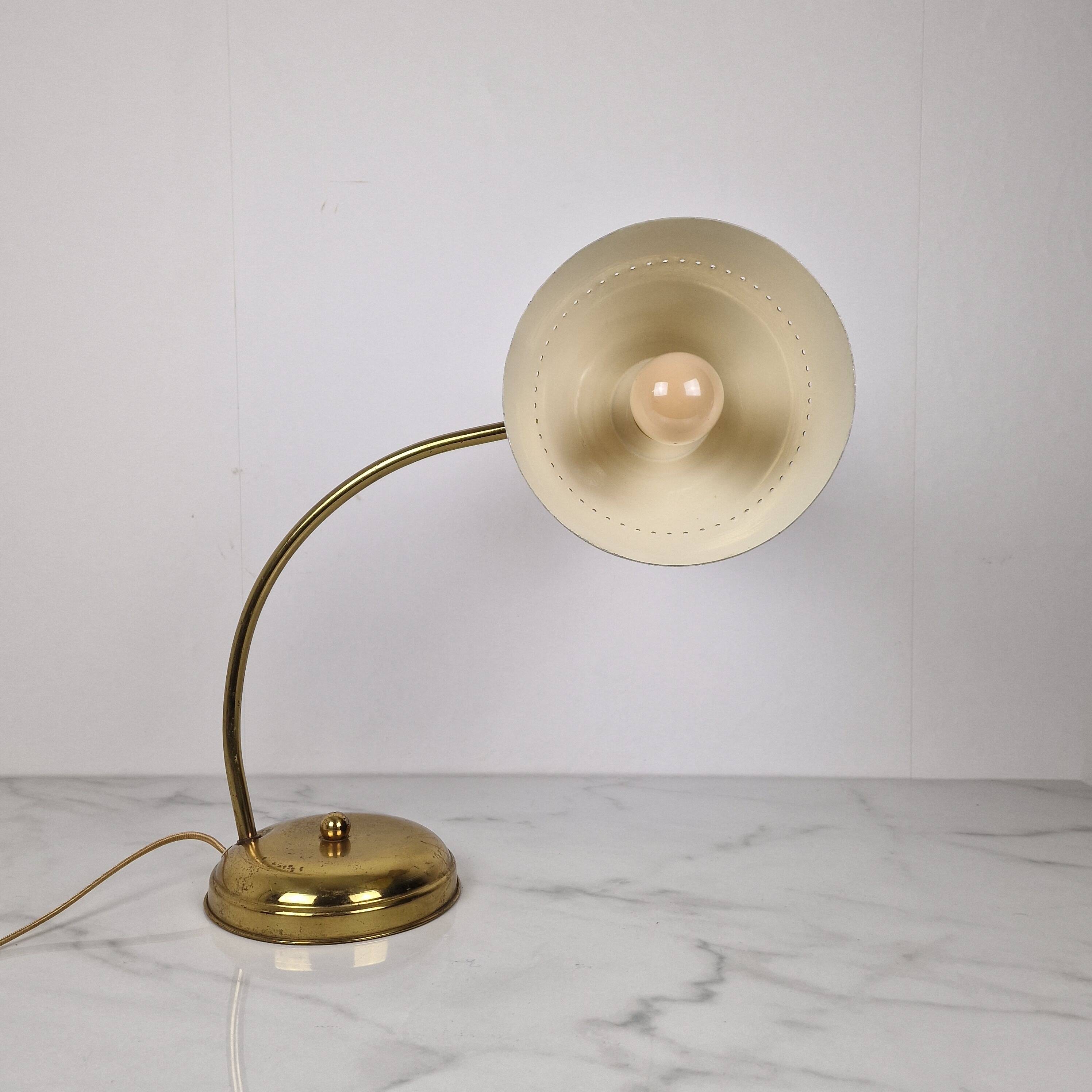 Brass Table Lamp Attributed to Hala Zeist, Netherlands, 1950s