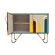 Mid-Century Modern Style Solid Wood and Colored Glass Italian Sideboard