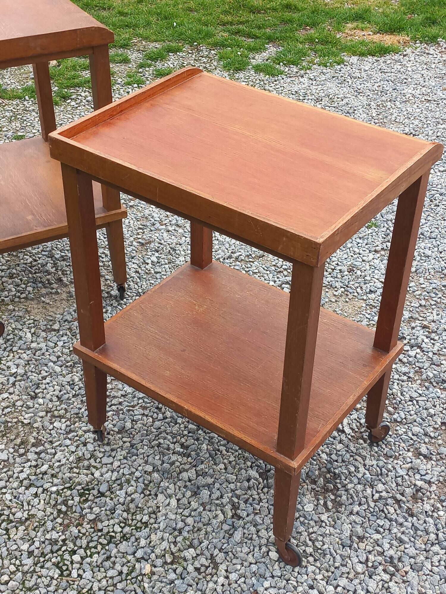 Pair of vintage 50s oak side tables
