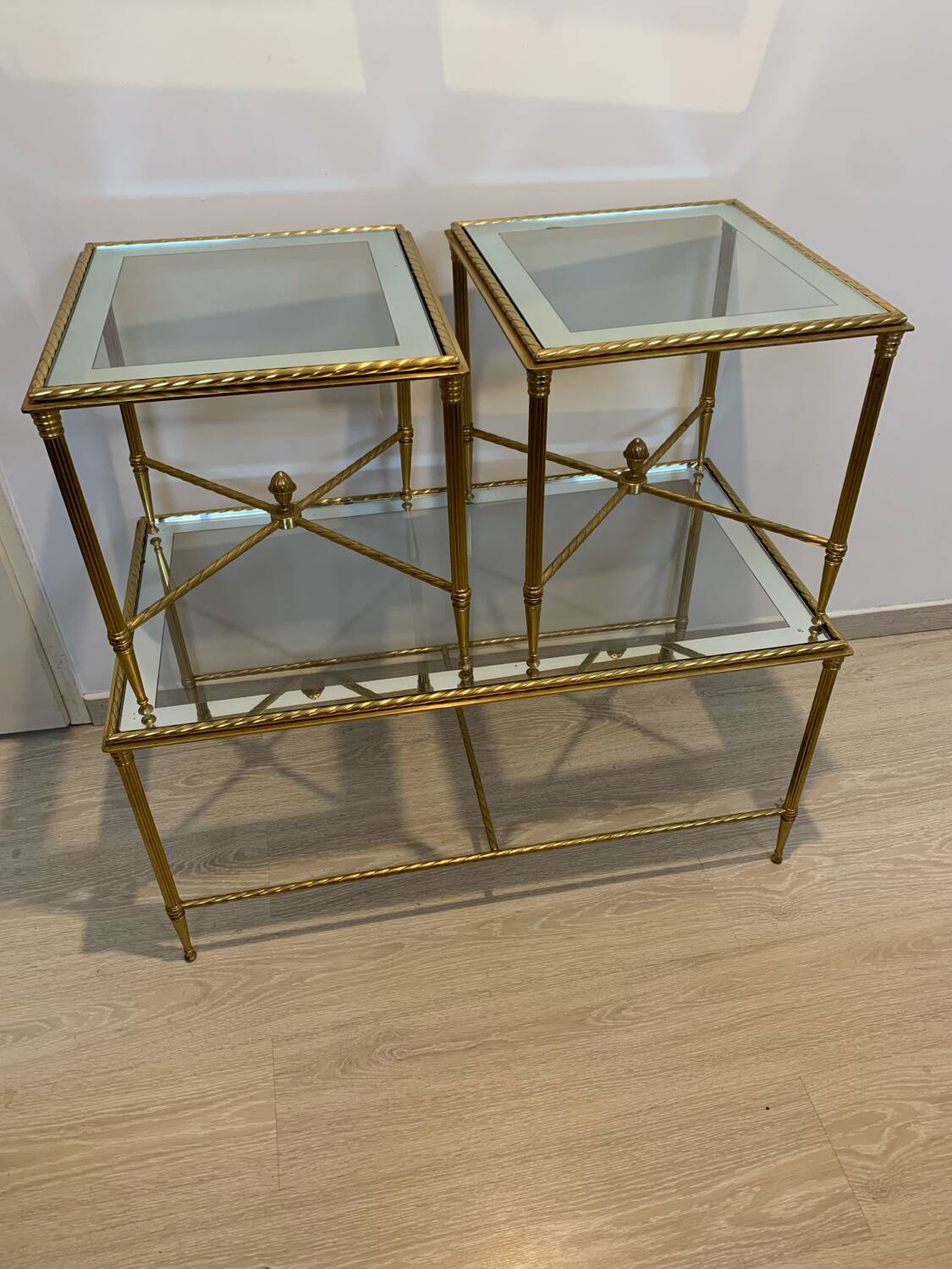 Vintage brass and glass nesting table