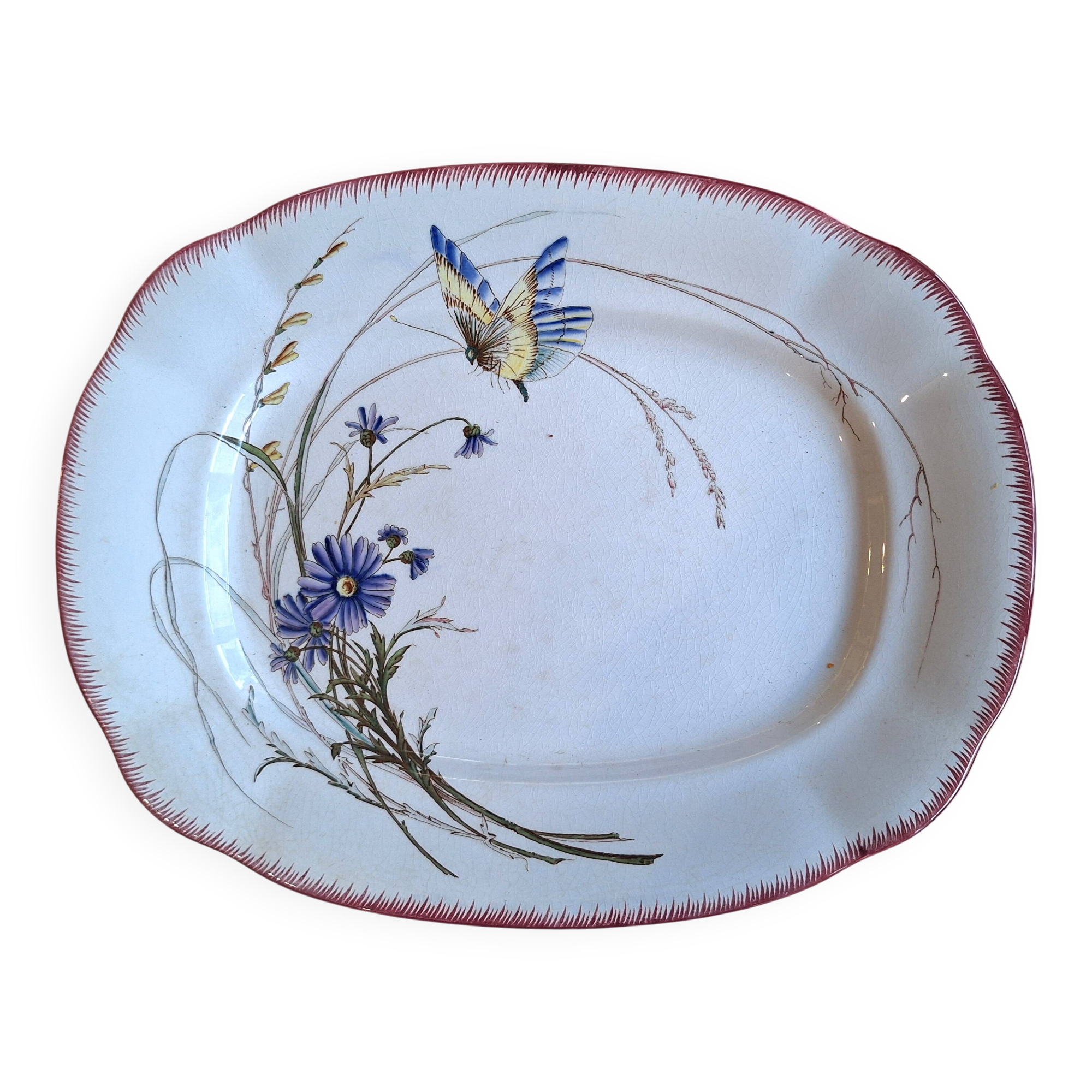 Large Serving Dish for Appetisers Sarreguemines Butterfly Decor