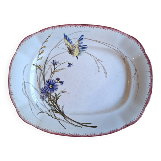 Large Serving Dish for Appetisers Sarreguemines Butterfly Decor