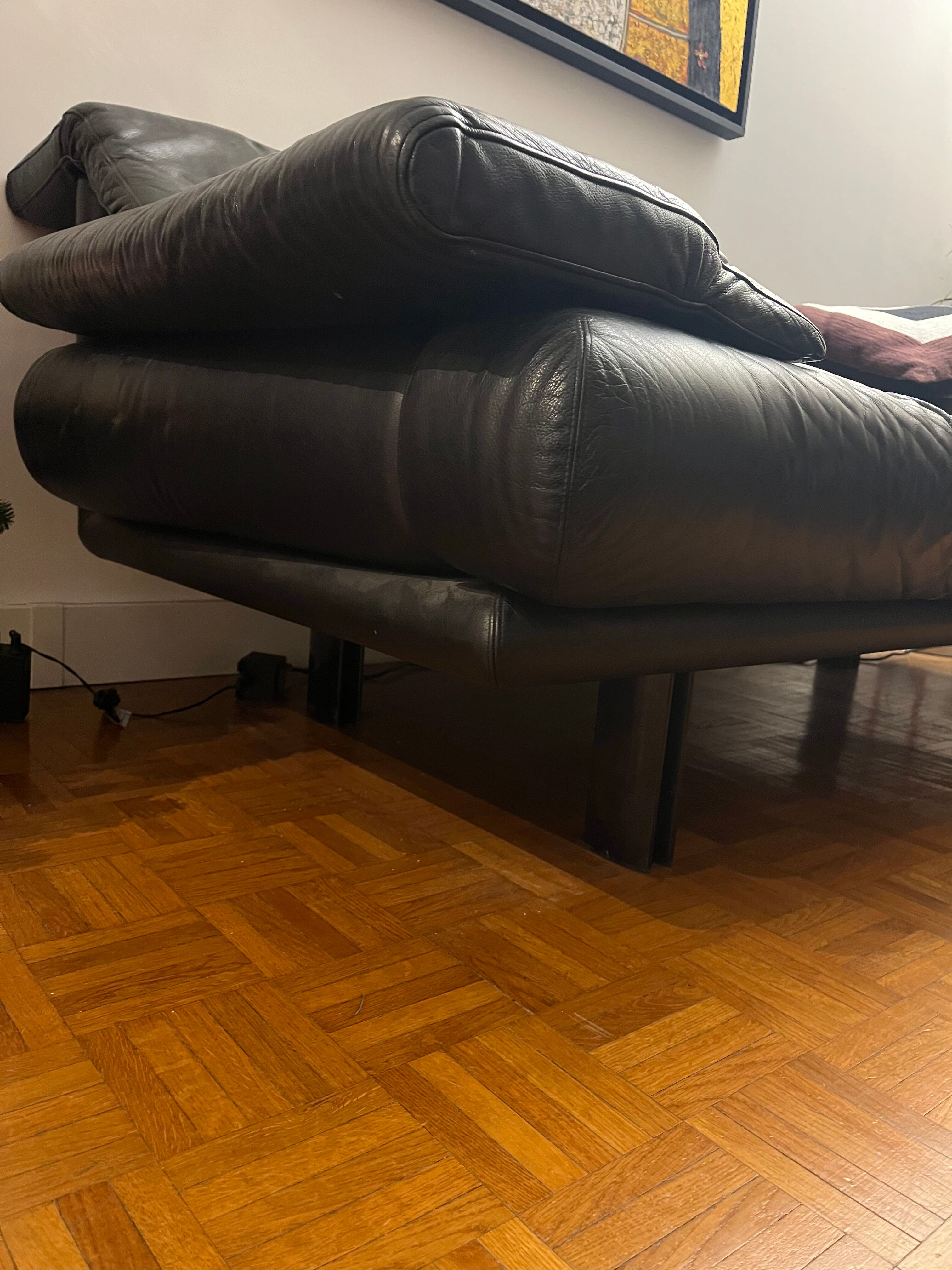Canapé Cuir noir Alanda de Paolo Piva pour B&B Italia