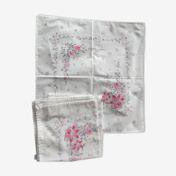 6 vintage floral pattern retro napkins