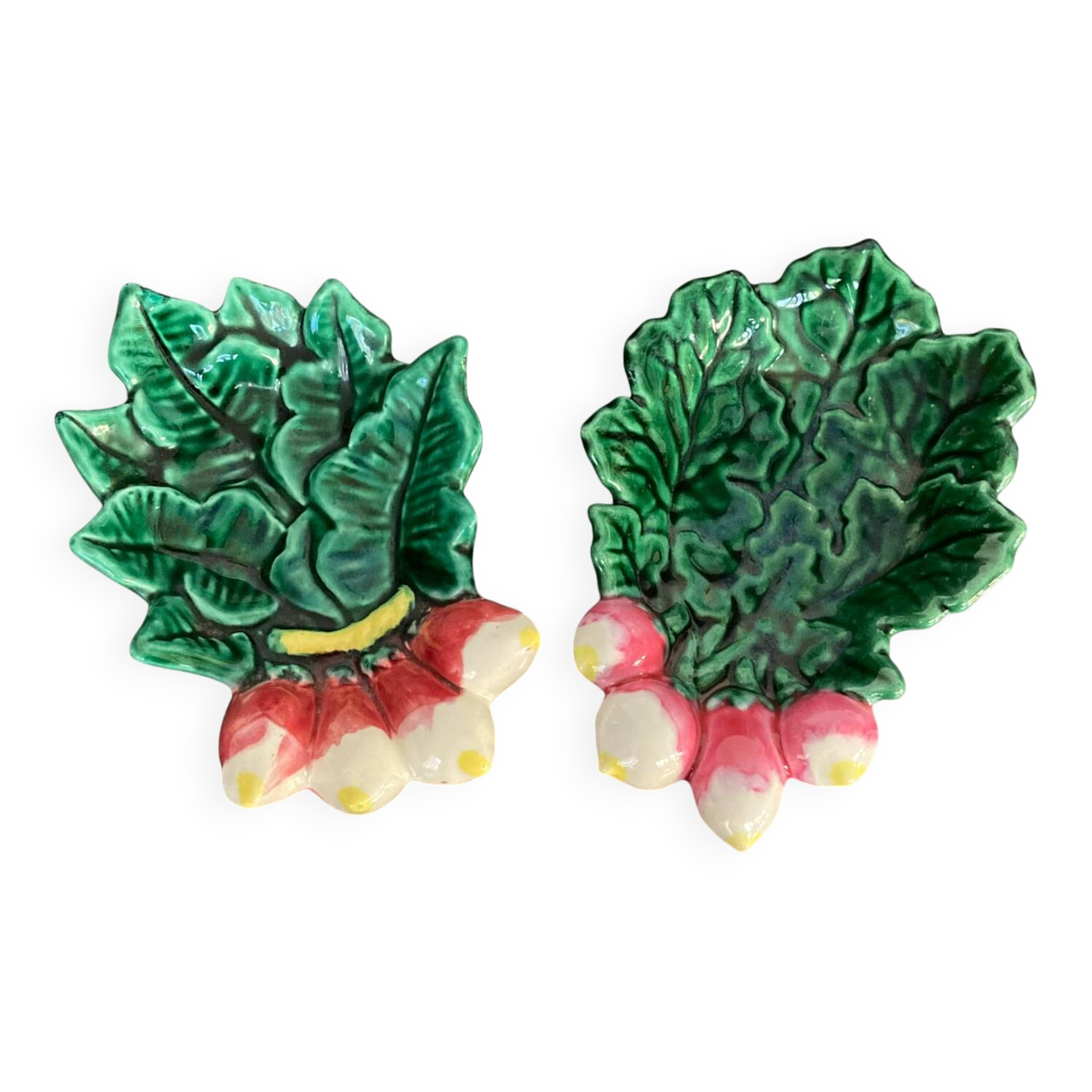Pair of “Radis” barbotine dishes in Vallauris