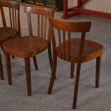 Set of 5 beech bistro chairs from the 1950s