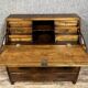 Commode scribanne époque Louis XVI en ronce de noyer à décor marqueté