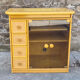 Furniture, HI FI, TV, vintage, Exodia, wood and rattan, 80s